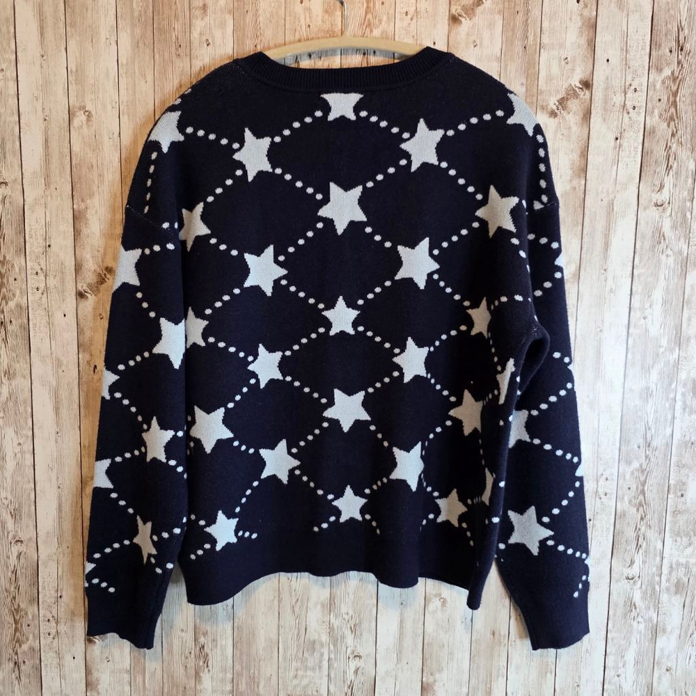 Women's 99 JANE STREET Navy & White Star Cardigan Sweater NWOT - Picture 8 of 8